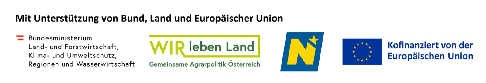 Logoleiste: Republik Österreich, Land Niederösterreich und Europäische Union — kofinanziert im Rahmen des GAP-Strategieplans 2023–2027.